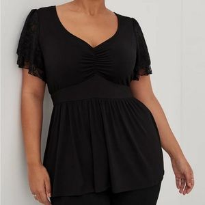 Torrid Babydoll Double Lace Sleeve Top Black